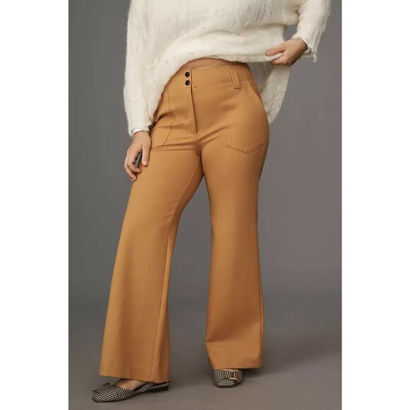 nwt ANTHROPOLOGIE MAEVE sz 16W Naomi Ponte wide leg pants in bronze - Picture 3 of 5